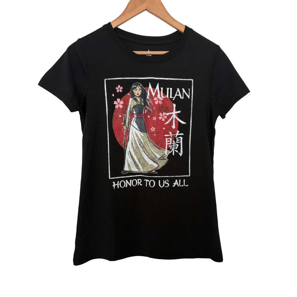 Disney Princess Mulan Honor To Us All Black Graphic T-Shirt Large RN 86947
